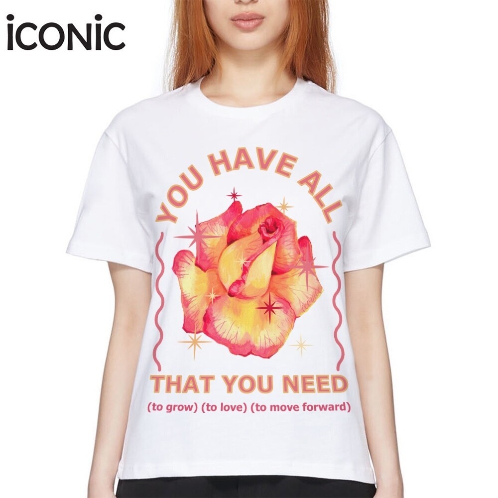 iCONiC ROSEATE T-SHIRT #5594 เสื้อยืด พิมพ์ลาย กุหลาบ เหลือง ใหญ่