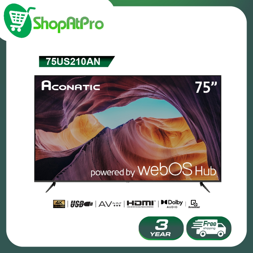 Aconatic ทีวี 75 นิ้ว LED 4K HDR WebOS Hub TV (Wee 2.0) รุ่น 75US210AN Smart TV  ระบบปฏิบัติการ Web OS (รับประกัน 3 ปี)