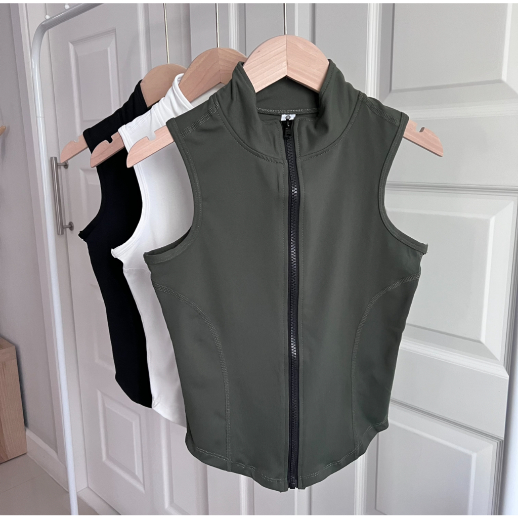 sportsapparel เสื้อคลุม sleeveless zip front เสื้อกั๊กซิปหน้า