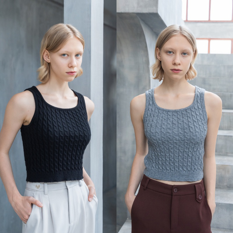 Sleeveless knit top 🍨 เสื้อแขนกุด ผ้าknit