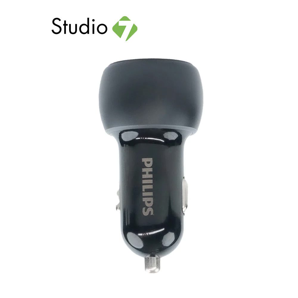 ที่ชาร์จแบตในรถ Philips Car Charger 1 USB-A / 1 USB-C (PD38W) Dual Port Black by Studio7