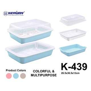Keyway K-439 ที่คว่ำแก้วพร้อมฝา , วางช้อน , ใส่ผักผลไม้ได้ หรือ สามารถเป็นตระกร้าล้างผักพร้อมถาดรองได้...สีใหม่