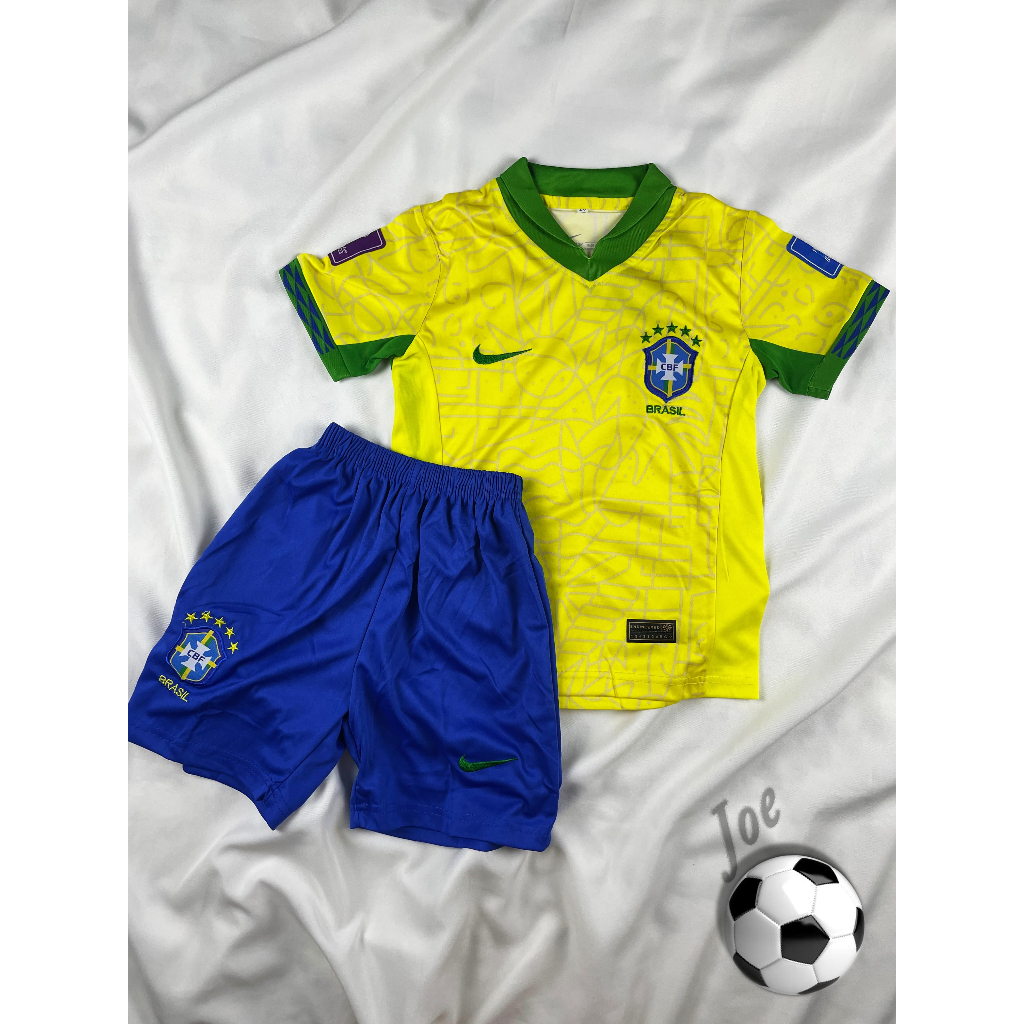 ชุดบอลเด็ก Brazil (Yellow) เสื้อบอลและกางเกงบอลผู้ชาย ปี 2022-2023 ใหม่ล่าสุด