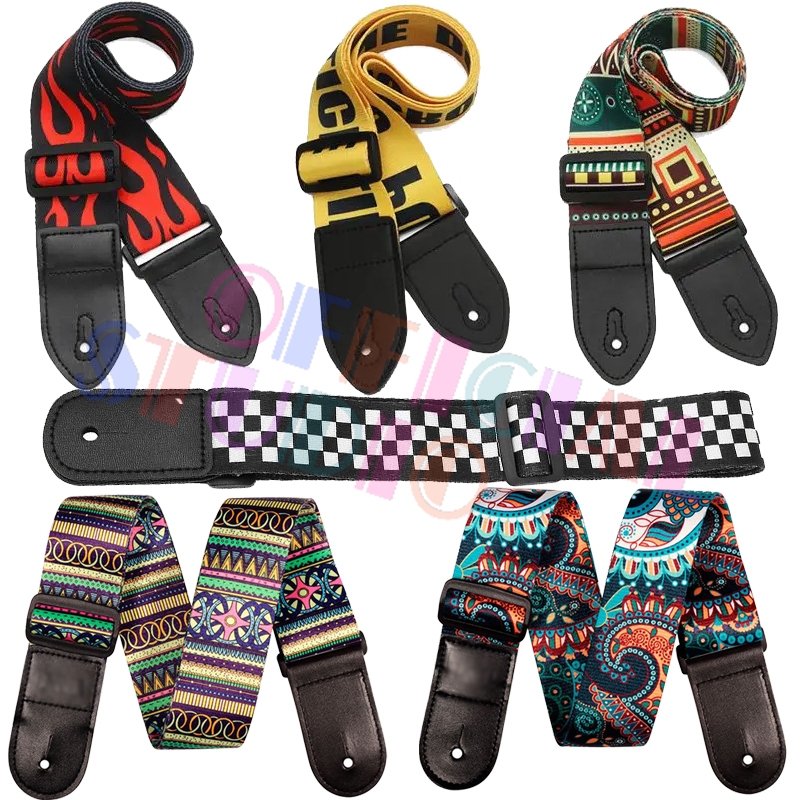 สายสะพายลายแฟนซี /กีตาร์ไฟฟ้า/กีตาร์โปร่ง/เบส