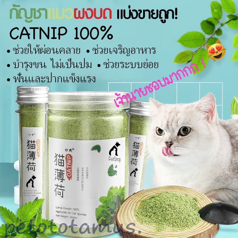แมวชอบมาก! แคทนิปแมว กัญชาแมว แบบผงบดละเอียด จาก catnip 100% หญ้าแมวบำรุงแมวอ้วน ตำแยแมว ราคาถูก