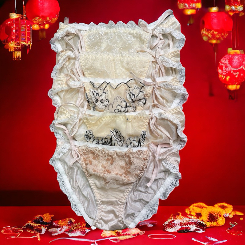 กางเกงในทรงบิกินีผูกเอวข้างผ้าลื่นไนล่อนสวยน่ารักหวานๆสไตล์ญี่ปุ่น