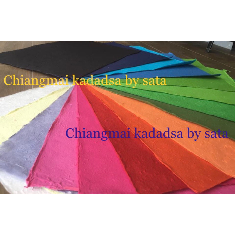 กระดาษสาหนา หน้าขรุขระ ขนาด 52x72ซม หนา 70-80แกรม บรรจุสีละ 100 แผ่น คละสี (สียอดนิยมสีขายดี)