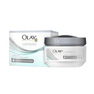 Olay โอเลย์ ลูมินัส ยูวี ไบร์ทเทรนนิ่ง ครีม 50 g. SPF15 UVA/UVB มอยส์เจอร์ไรเซอร์ บำรุงผิวหน้า ผสมกันแดด เนื้อครีมบางเบา