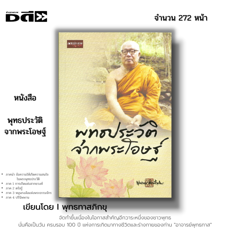 หนังสือ พุทธประวัติจากพระโอษฐ์ I เขียนโดย พุทธทาสภิกขุ ศาสนา ปรัชญา หลักธรรม การฝึกจิต ธรรมะ ธรรมบรรยาย พระธรรมโกศาจารย์
