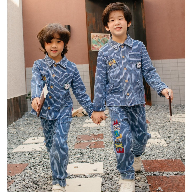 TW Baby ชุดเซ็ทเด็กผู้ชาย เสื้อแจ๊คเก็ตยีนส์ พร้อมกางเกง