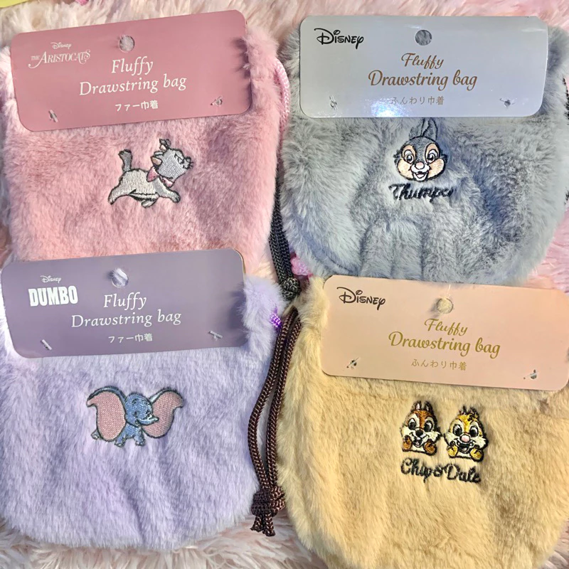 พร้อมส่ง กระเป๋าหูรูด กระเป๋ามีซิปมีขนนุ่มนิ่ม ลายการ์ตูนดิสนีย์ Disney Fluffy bag ลิขสิทธิ์เเท้ หิ้วจากญี่ปุ่น🇯🇵