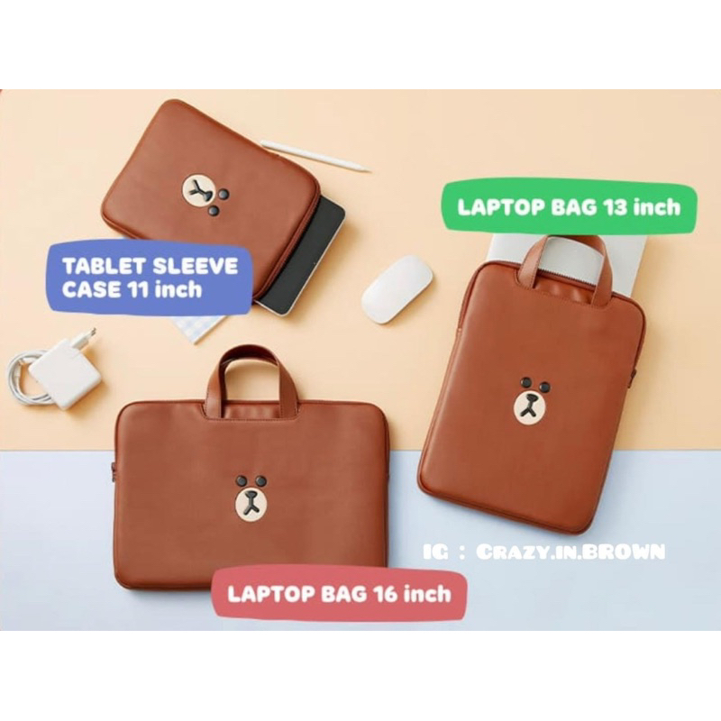พร้อมส่ง✅ กระเป๋าแทปเลต กระเป๋าโน๊ตบุ๊ค กระเป๋าโทรศัพท์ BROWN LEATHER LIKE Collection