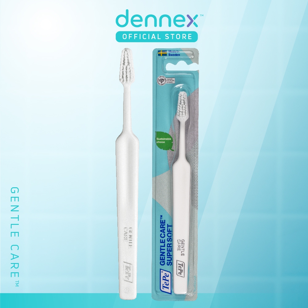 TePe Gentle Care แปรงสีฟันขนนุ่มพิเศษ สำหรับผู้ที่มีอาการเจ็บเหงือก แพ็ค 1 ชิ้น สีขาว By Dennex