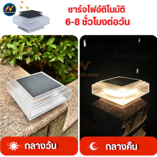 NEW📌โคมไฟหัวเสาโซล่าเซลล์ led ไฟติดผนัง ไฟตกแต่งสวน solar light กันน้ำ ทนแดด อุปกรณ์ครบชุด สว่างรอบทิศทาง
