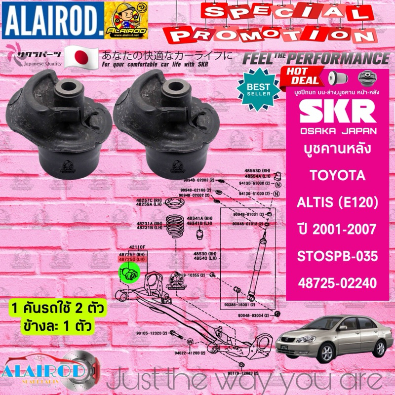 SKR บูชคานหลัง TOYOTA ALTIS (E120) ปี 2001-2007 (1 คันรถใช้ 2 ตัวข้างละ 1 ตัว) สินค้านำเข้าจาก JAPAN