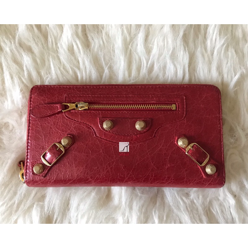 กระเป๋าสตางค์ Balenciaga สีแดง ของแท้ มือสอง