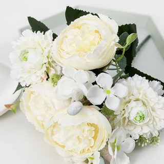 ช่อดอกโบตั๋น พีโอนี (Peony) ประดิษฐ์ สําหรับตกแต่งบ้าน งานแต่งงาน DIY ดอกไม้ปลอม C222