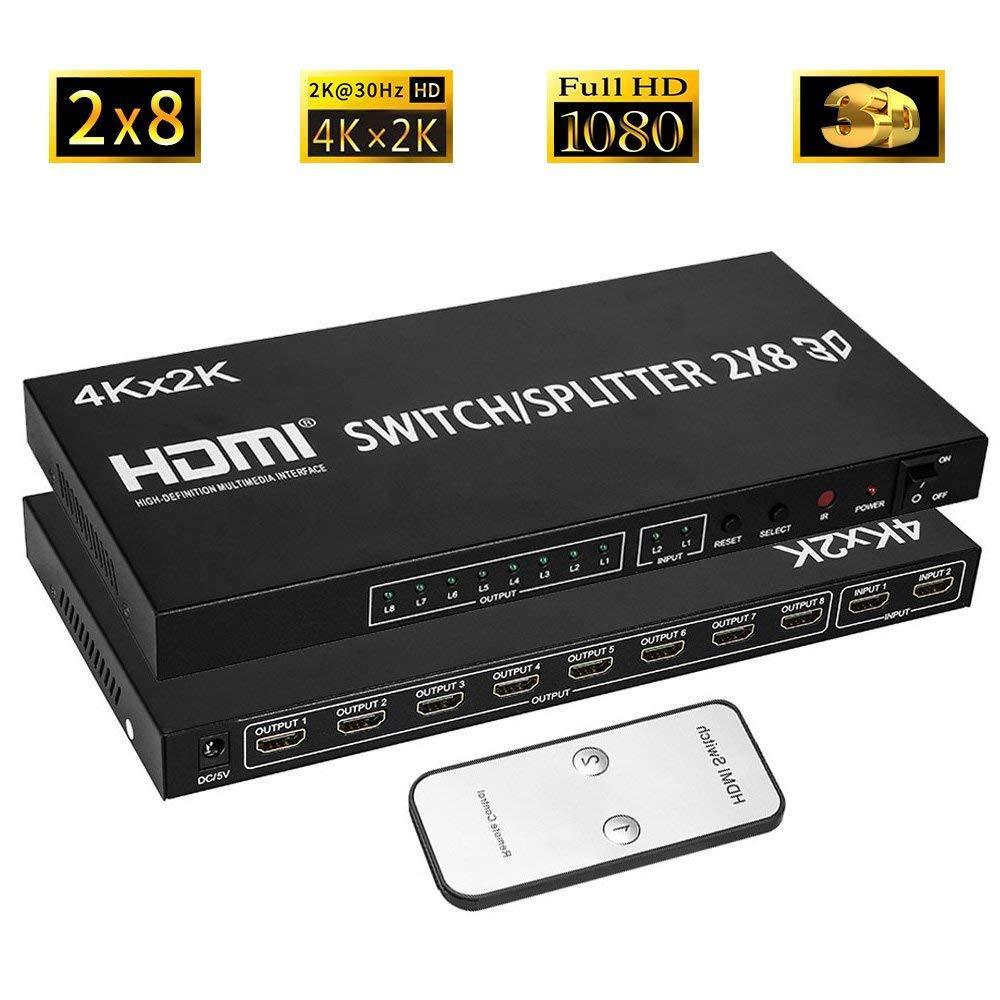 HDMI Switch/Splitter 2x8 video resolution 3840x2160/30Hz
