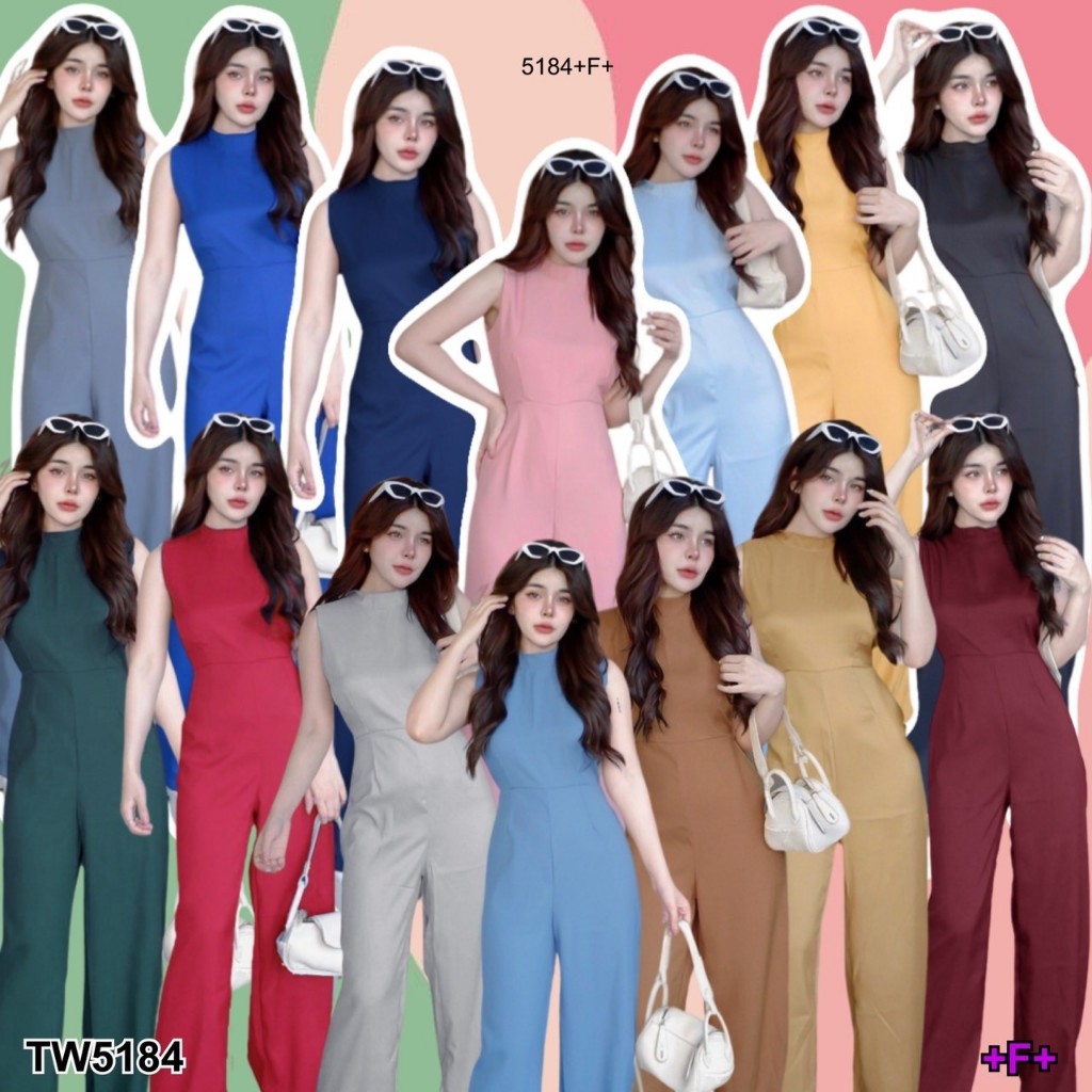 Sshop ส่งไว1-2วัน S5184 จั้มสูทคอเต่าขายาว Long turtleneck jumpsuitLong turtleneck jumpsuitLong turtleneck j