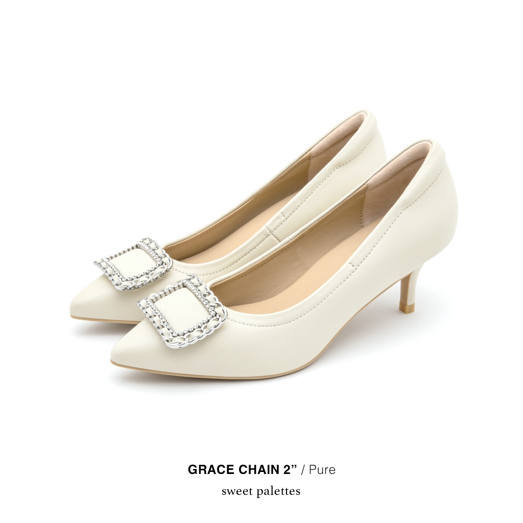 Sweet Palettes รองเท้าหนังแกะ Grace Chain 2 inch Pure