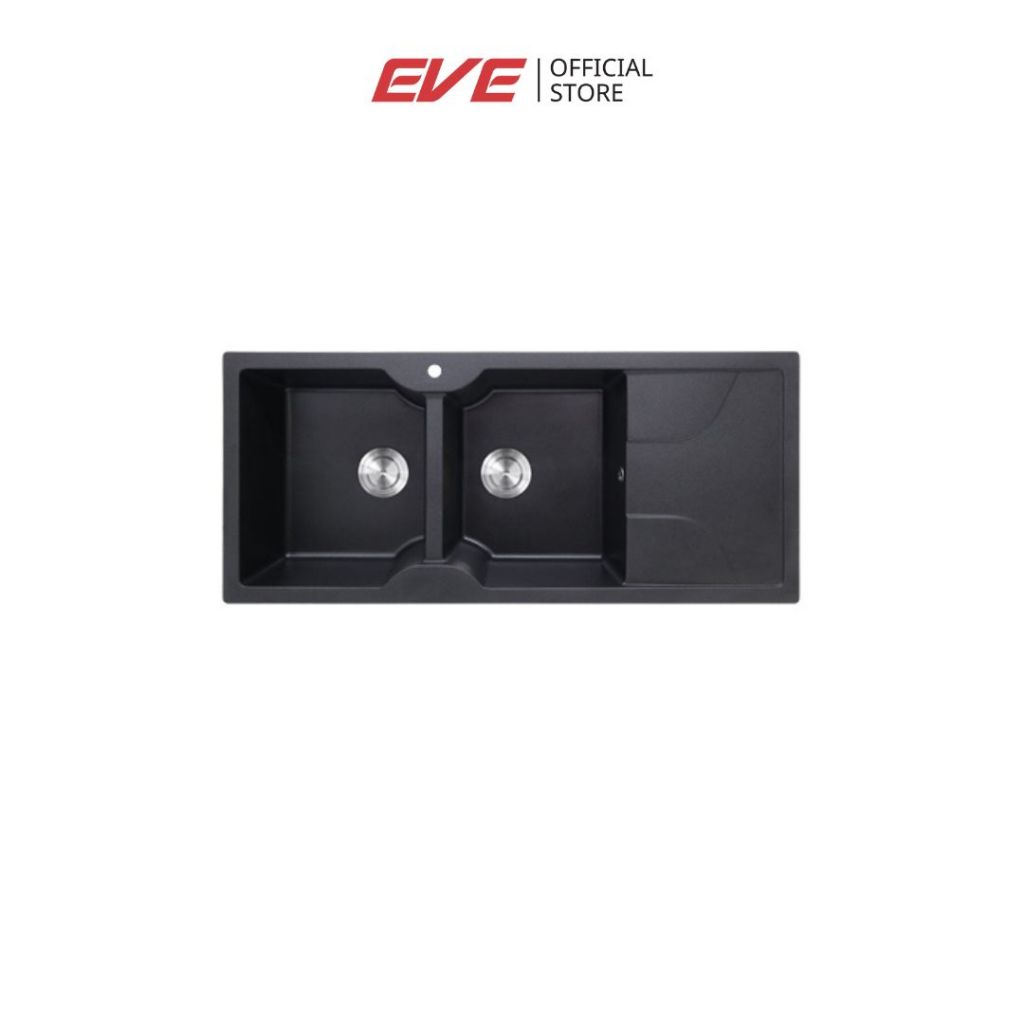 EVE ซิงค์แกรนิต 2 หลุม มีที่พัก สีดำ EUROSTONE 1160/500 BLACK