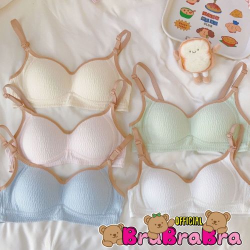 [ส่งจากไทย] 𝑩𝒓𝒂𝑩𝒓𝒂𝑩𝒓𝒂 #bra-243 เสื้อในดันทรง ผ้าฝ้าย  สีพาสเทล ขอบตัด ไร้โครง