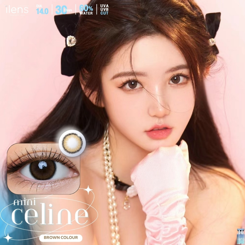 💧ค่าอมน้ำ60% 🌈Mini Celine🌈คอนแทคเลนส์ Brown / Gray (ilens) ขนาดมินิ💖