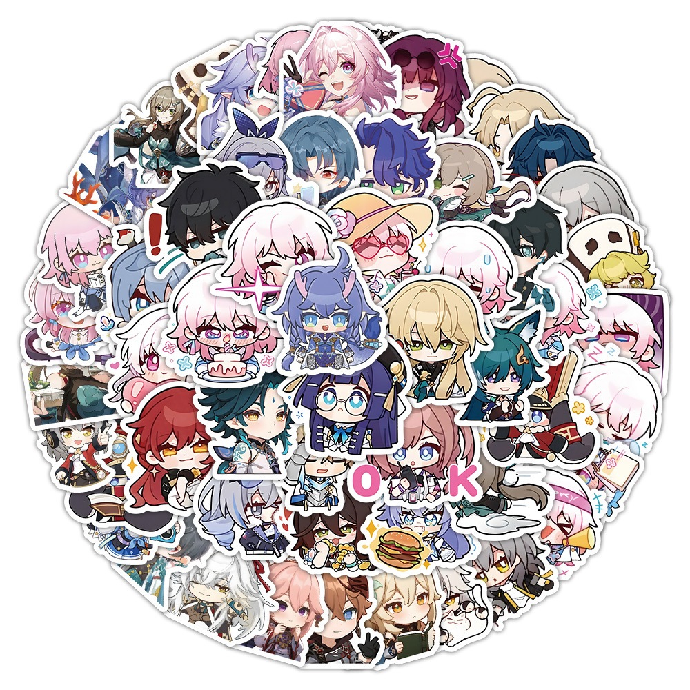 💥พร้อมส่ง💥New ลายการ์ตูนอะนิเมะ ฮงไก Honkai Impact Honkai: Star Rail 崩壞 Sticker 60แผ่น กันน้ำ สติ๊กเกอร์ ใช้ซ้ำได้