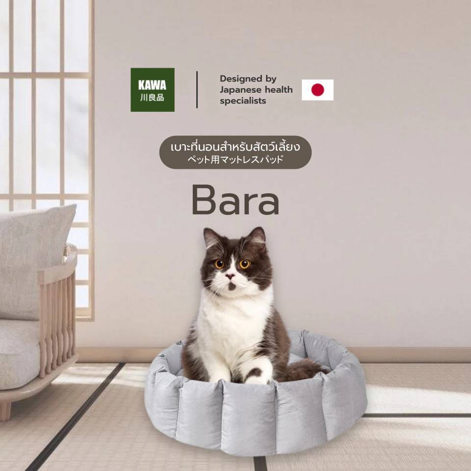 Kawa เบาะแมว เบาะหมา รุ่น Bara สัมผัสนุ่ม นอนสบาย ทำความสะอาดง่าย มาพร้อมขอบตั้งหนา