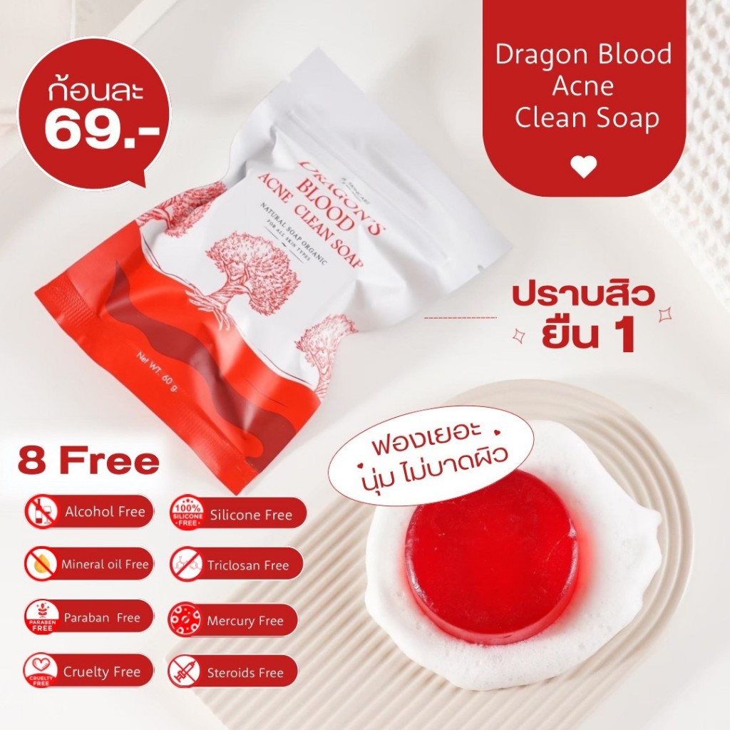 แพ็กเกจใหม่แบบกล่อง สบู่ลดสิว PL Skincare Dragon Blood Acne Soap สบู่เลือดมังกร ลดสิวอักเสบ สิวผด สิวอุดตัน สบู่ล้างหน้า รูปที่ 3