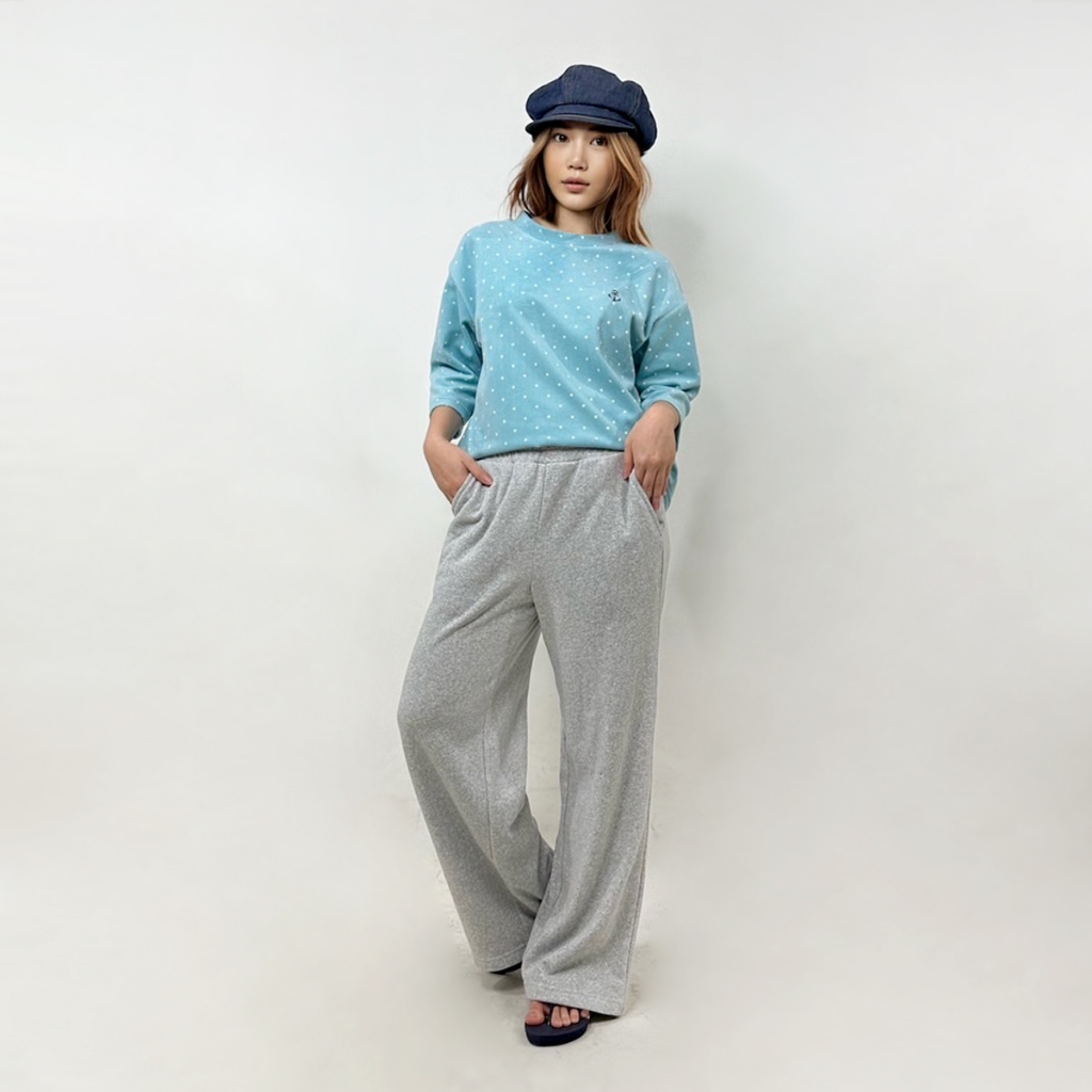 PORTLAND กางเกงขายาวลูกฟู Sweatpants with Embroidery (Grey)