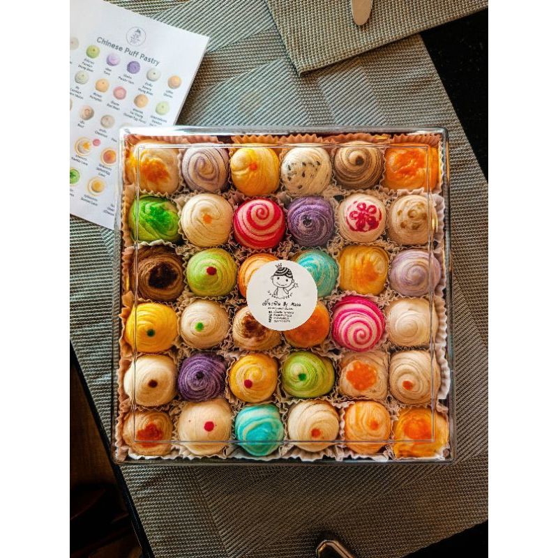 เปี๊ยะฟิน กล่อง 36 ลูก ครบทุกไส้ (ลูกเล็ก เฉพาะไส้กวน) (อัพเดทไส้ใหม่)