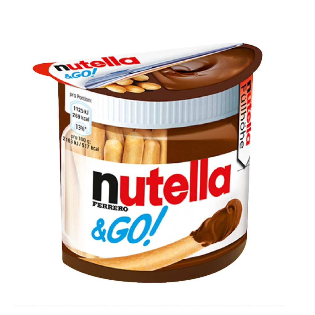 Nutella &amp; Go นูเทลล่า แอนด์โกบิสกิตแท่งและครีมช็อกโกแลตเฮเซลนัท 52ก.