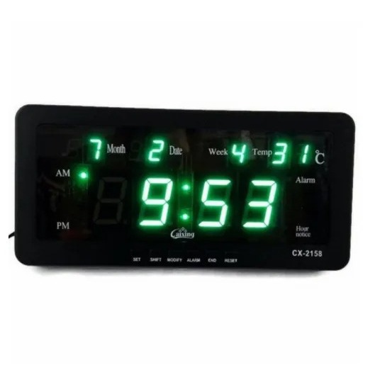 (ไฟสีเขียว)CAIXING นาฬิกาดิจิตอล Digital CX2158 แขวนได้ตั้งได้