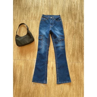 Cc jeans 040 S-5XL กางเกงยีนส์ ยืด ทรงขาม้า คาร์โก้ สียีนส์ด่าง