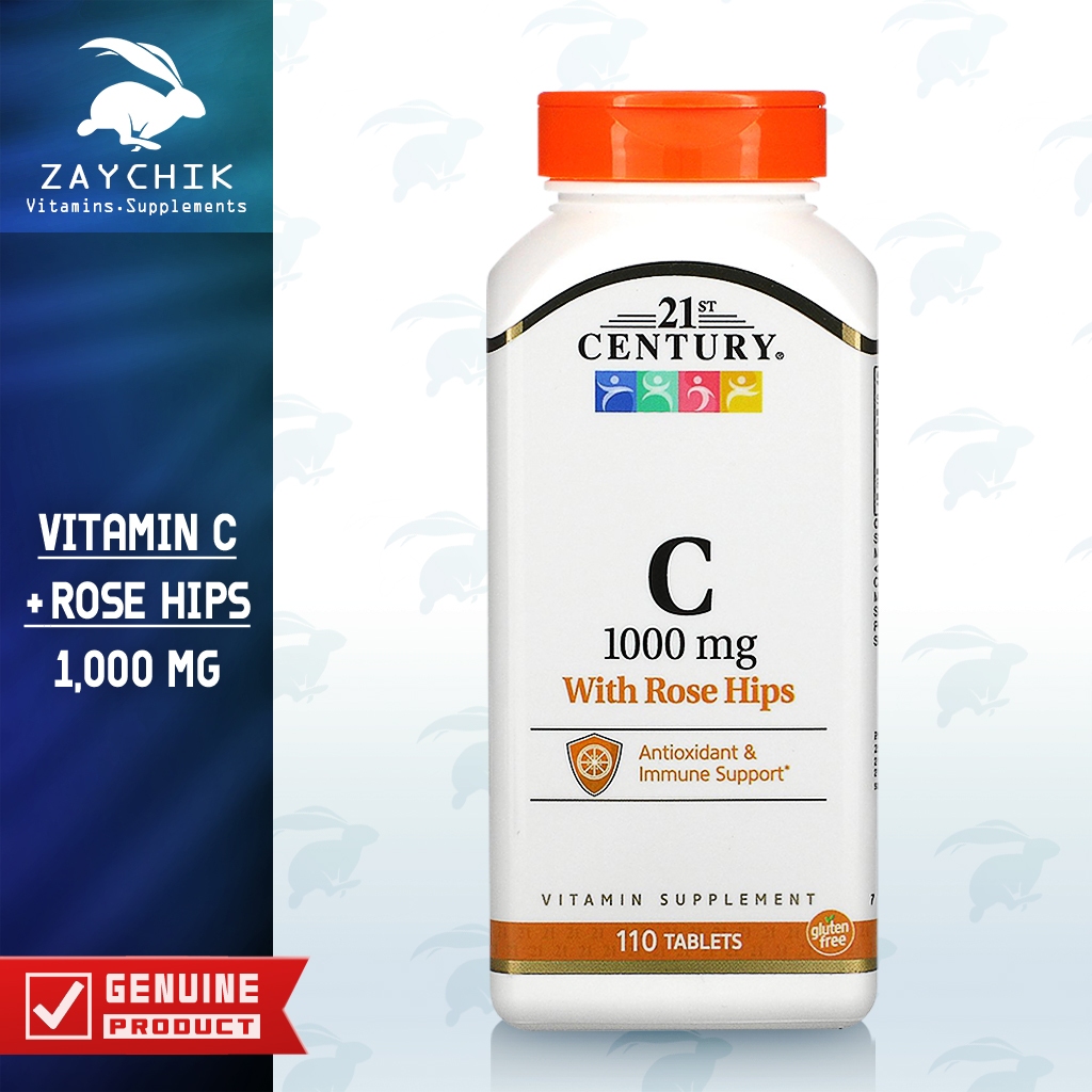 [พร้อมส่ง] 21st Century, Vitamin C 1,000 mg With Rose Hips วิตามิน C + โรสฮิปส์ [ZAYCHIK]