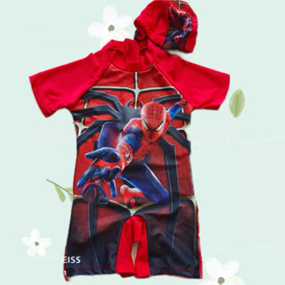 [ส่งไว] ชุดว่ายน้ำเด็กผู้ชาย พร้อมหมวก 1-6ปี พร้อมส่งจากไทย