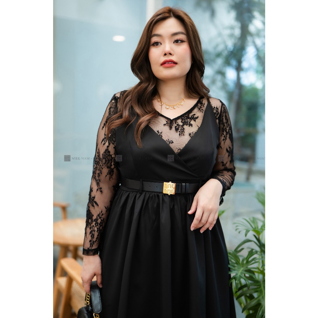 SSD101 เซตกระโปรงเสื้อลูกไม้ดำ เสื้อผ้าพลัสไซส์ Plussize Fashion ชุดคนอ้วน แฟชั่นสาวอวบ