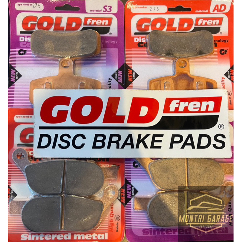 ผ้าเบรค GOLDFREN หน้า-หลัง สำหรับใส่ Harley Davidson รุ่น Dyna 08-20,heritage softail 08-14,Fatboy 08-14,Streerbob 16