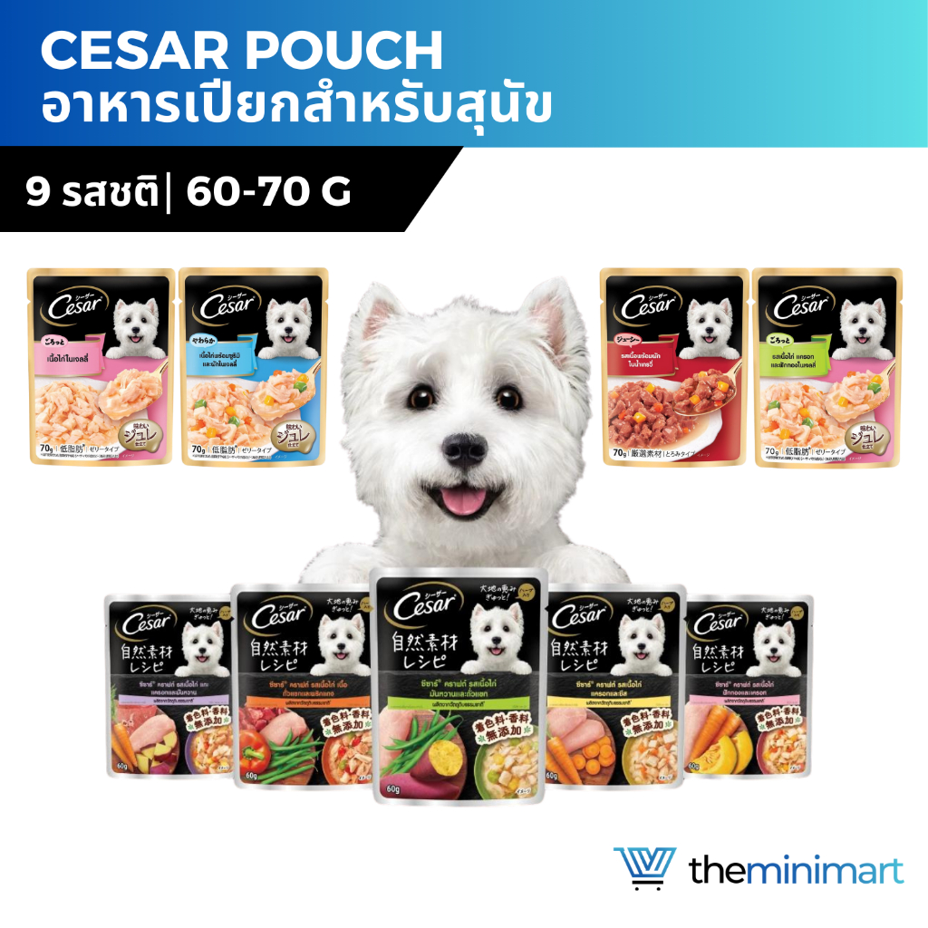 Cesar Pouch ซีซาร์ อาหารเปียกสำหรับสุนัข ชนิดซอง ปริมาณ 60g-70g
