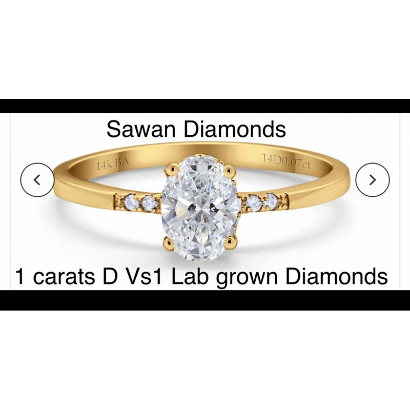CVD Diamond  แหวนเพชรแท้ ทองคำ 14K 1.00 ct  Lab Grown Diamond น้ำ 100 (D) VS2 ทองคำ พร้อมใบเซอร์ IGI Lab Grown Diamond
