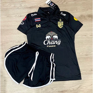 ชุดบอลชุดกีฬาผู้หญิงเสื้อพร้อมกางเกงขนาดฟรีไซร้อก32ถึง38ทรงเข้ารูปกางเกงเอวยางยืดผ้านิ่มเย็นใส่สบายราคาสุดคุ้ม