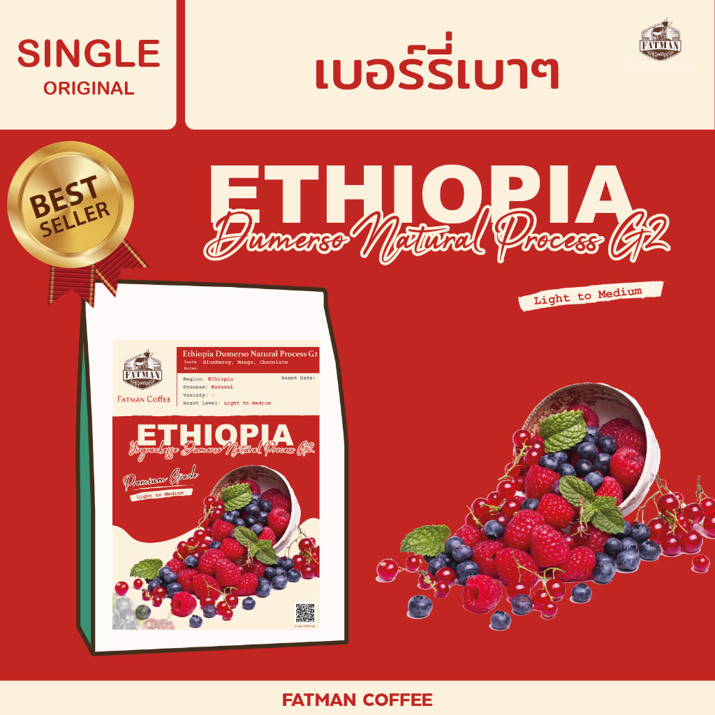 เมล็ดกาแฟ Ethiopia Dumerso G2* Light to Medium Roasted Premium Grade