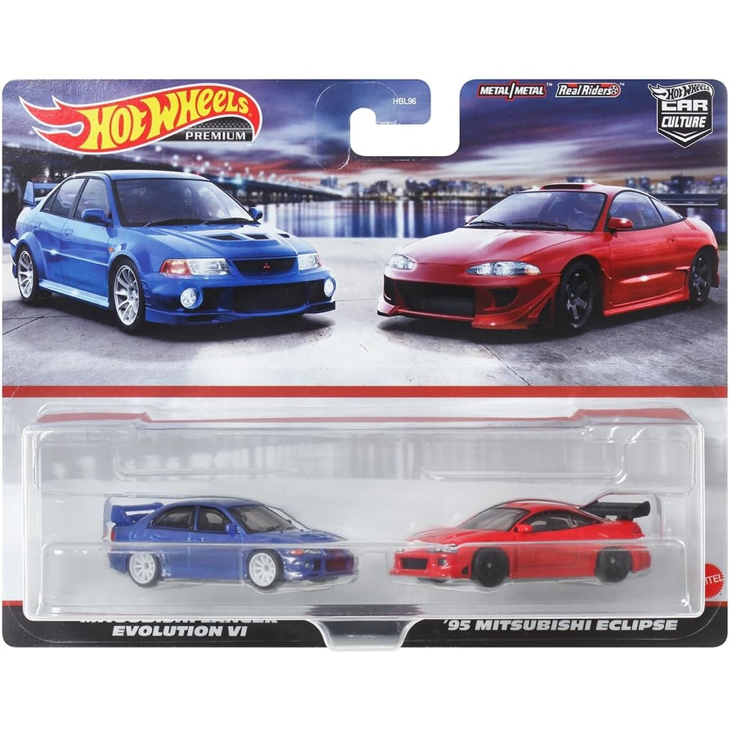 รถเหล็ก HOTWHEELS PREMIUM ของแท้ 2-Pack Mitsubishi Lancer Evolution VI / '95 Mitsubishi Eclipse (HWP2023_#HKF59)