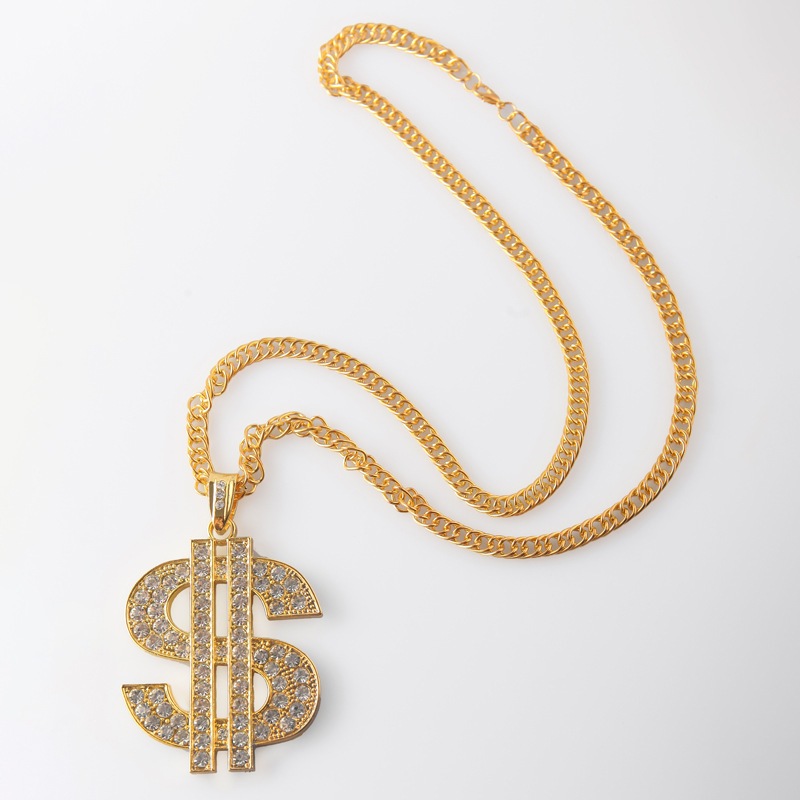 สร้อยคอทองคนรวย Dollar $ ทองฮิปฮอป Hip-hop แฟชั่น props เครื่องประดับ พร้อมส่ง fake necklace พร็อพ thug life ราคา ถูกที่สุด ดีลบีเคเค แกลเลอรีภาพที่ 3