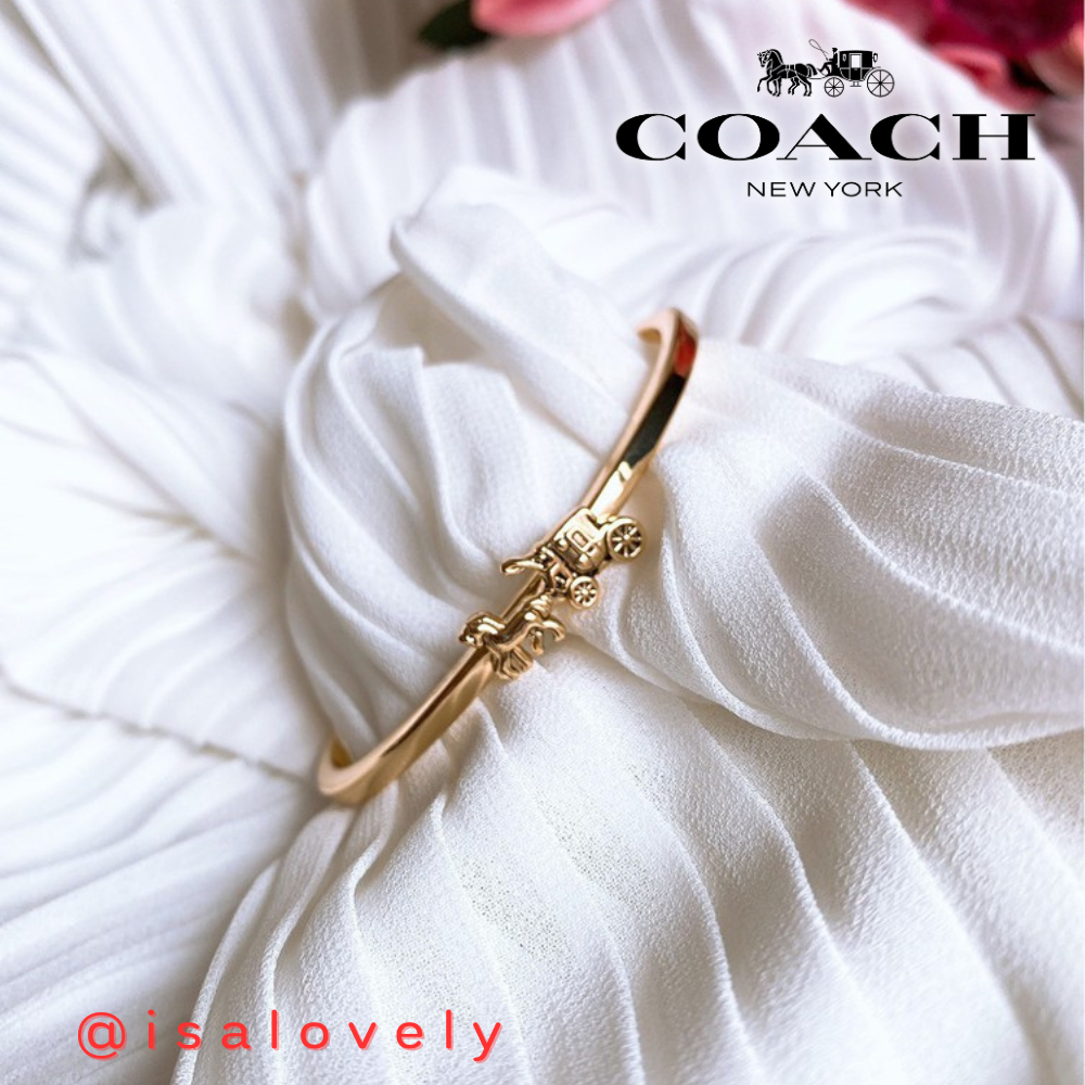 📌Isa Lovely Shop📌  Coach f33376 Horse And Carriage Double Chain Cuff Gold