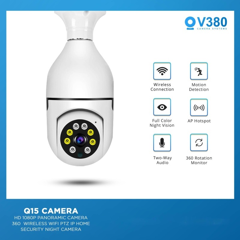 V380 PRO กล้องวงจรปิดหลอดไฟ 5MP wifi กล้อง 360°  องศาหมุน night vision กล้องรักษาความปลอดภัย