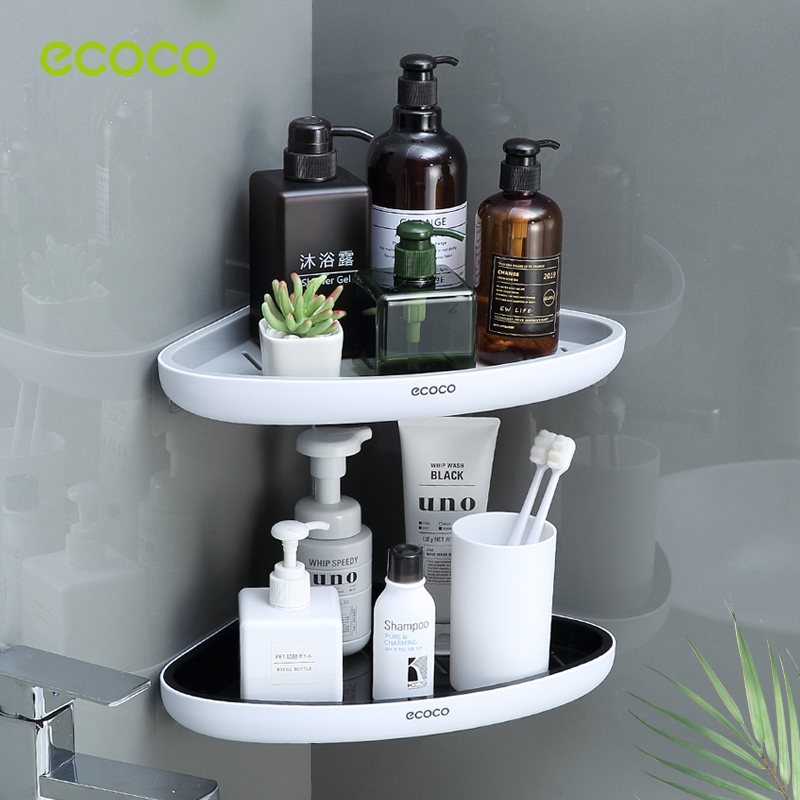 [พร้อมส่ง]Ecoco ชั้นวางของในห้องน้ำ ไม่ต้องเจาะ ชั้นวางของเข้ามุม มี 2 สี