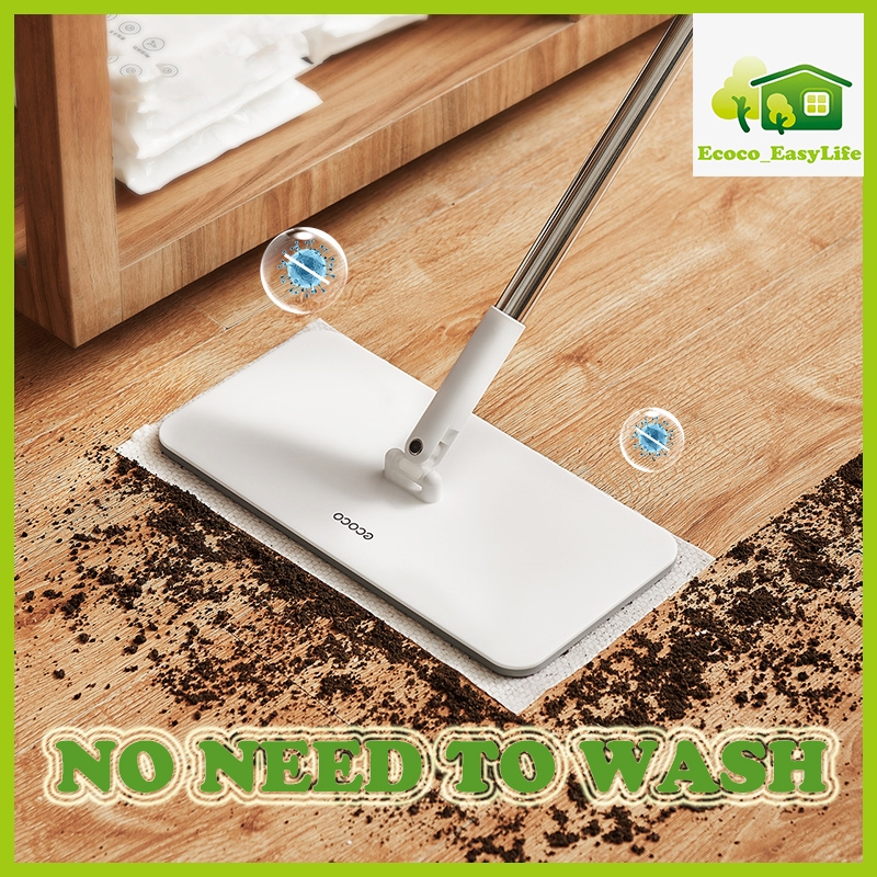 ECOCO ไม้ถูพื้นใช้แล้วทิ้ง หมุนได้ 360 องศา ไม้ถูพื้น ไฟฟ้าสถิต กําจัดฝุ่น ฟรีทิชชู่เปียกและทิชชู่แห