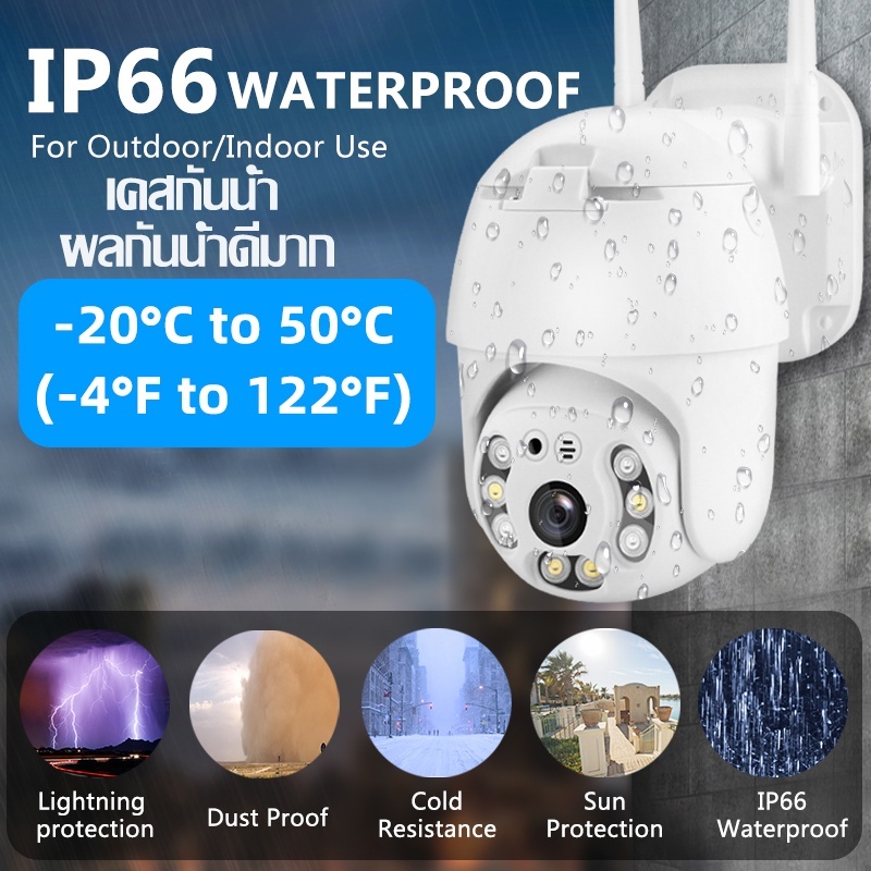 กล้องวงจรปิด v380 Pro 5MP กล้องวงจรปิดไร้สาย กล้องนอกบ้าน Outdoor Wifi Camera ภาพสี มีAI+ คนตรวจจับสัญญาณเตือน